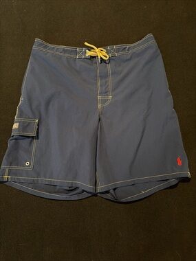 Polo Ralph Lauren Men's Lined Swim Trunks Shorts Navy Blue Red Pony Mens XXL